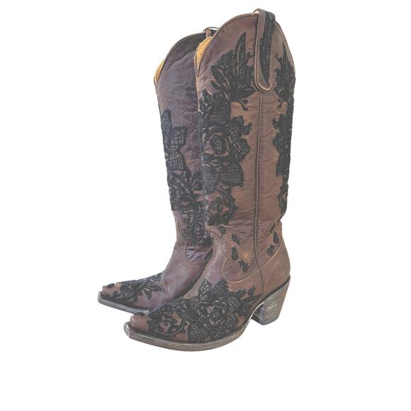 Old Gringo Brown Black Cowgirl Boots • Floral Embroidered Western Boots Size 5B - Picture 5 of 5